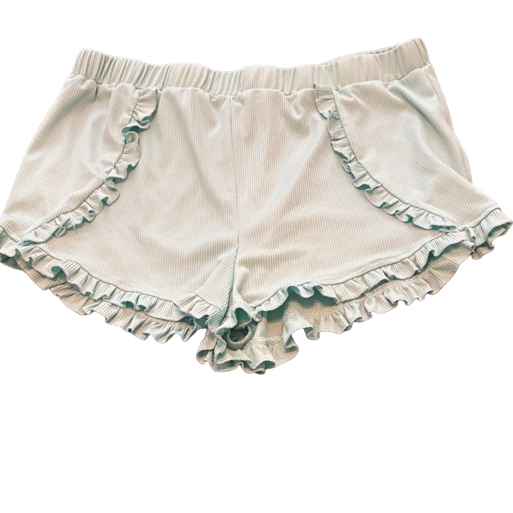 Miss Selfridge Ruffled Shorts Elastic Waist Aqua Color 12